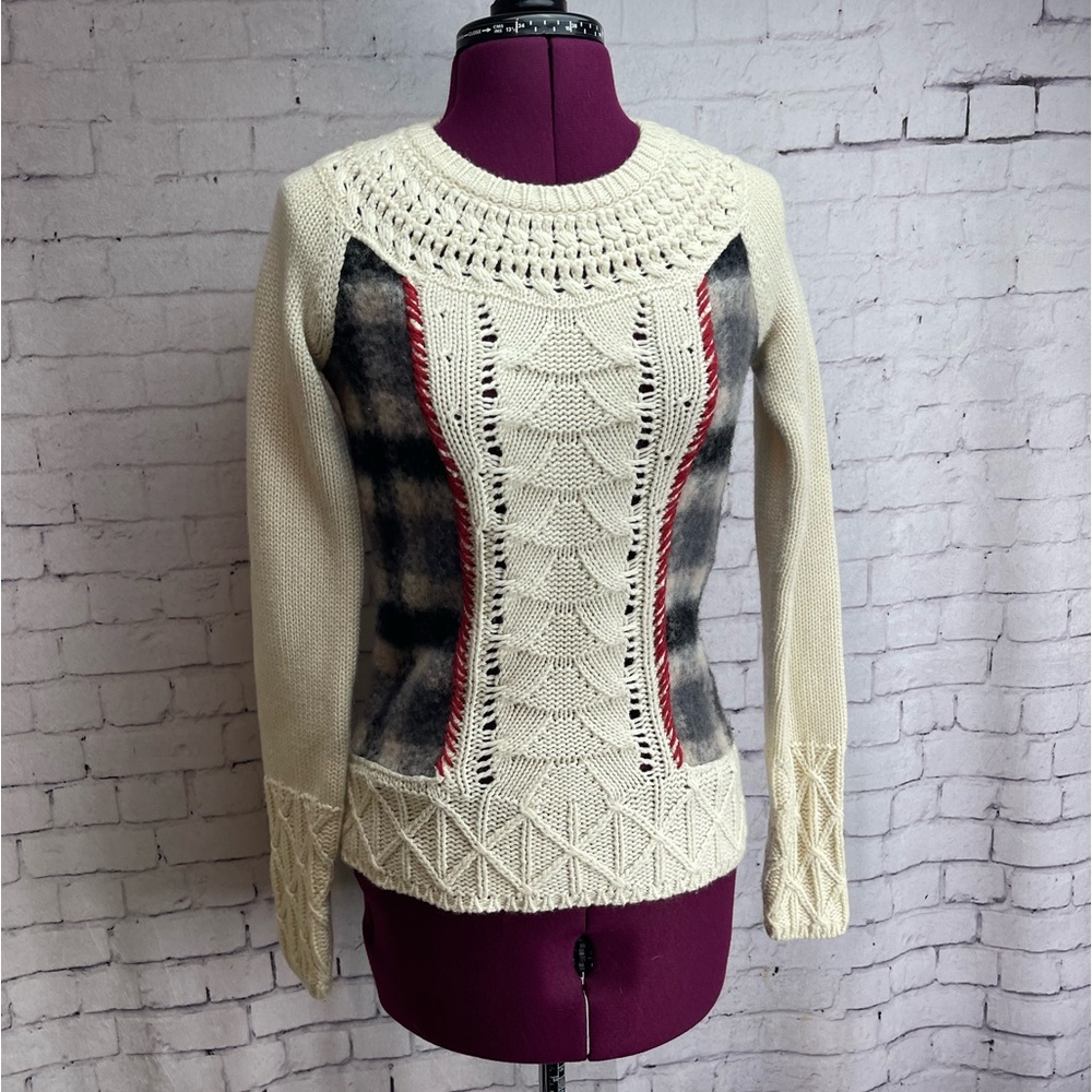 Anthropologie Angel of the north size XS cream and gray knit sweater